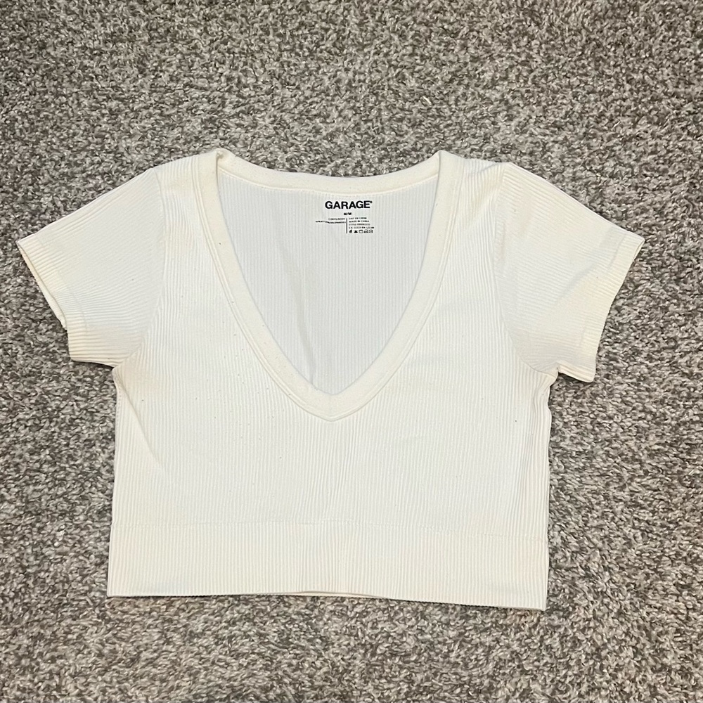 Garage Women's Cream Ribbed Crop Top